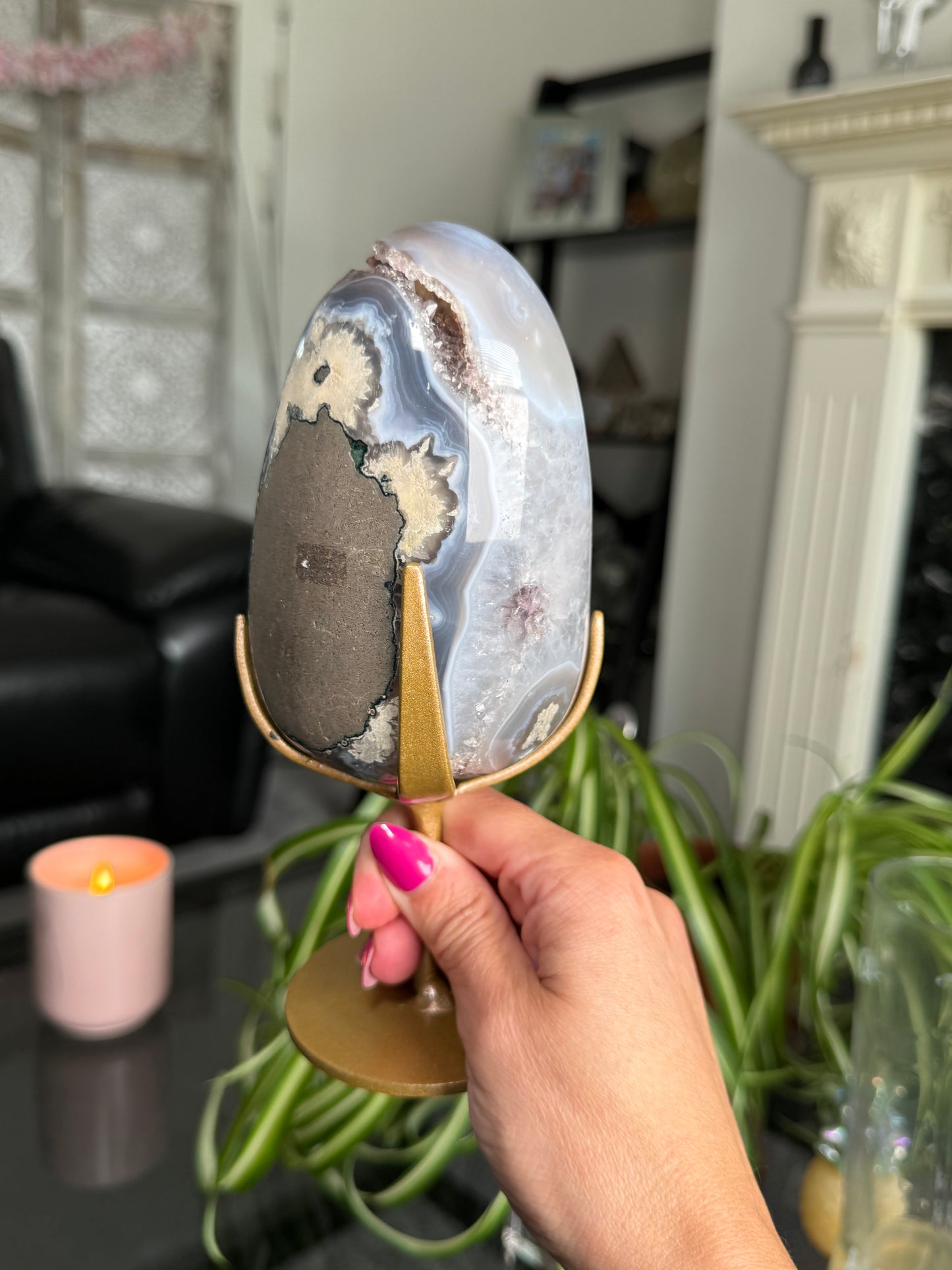 Amethyst Agate Egg On Stand