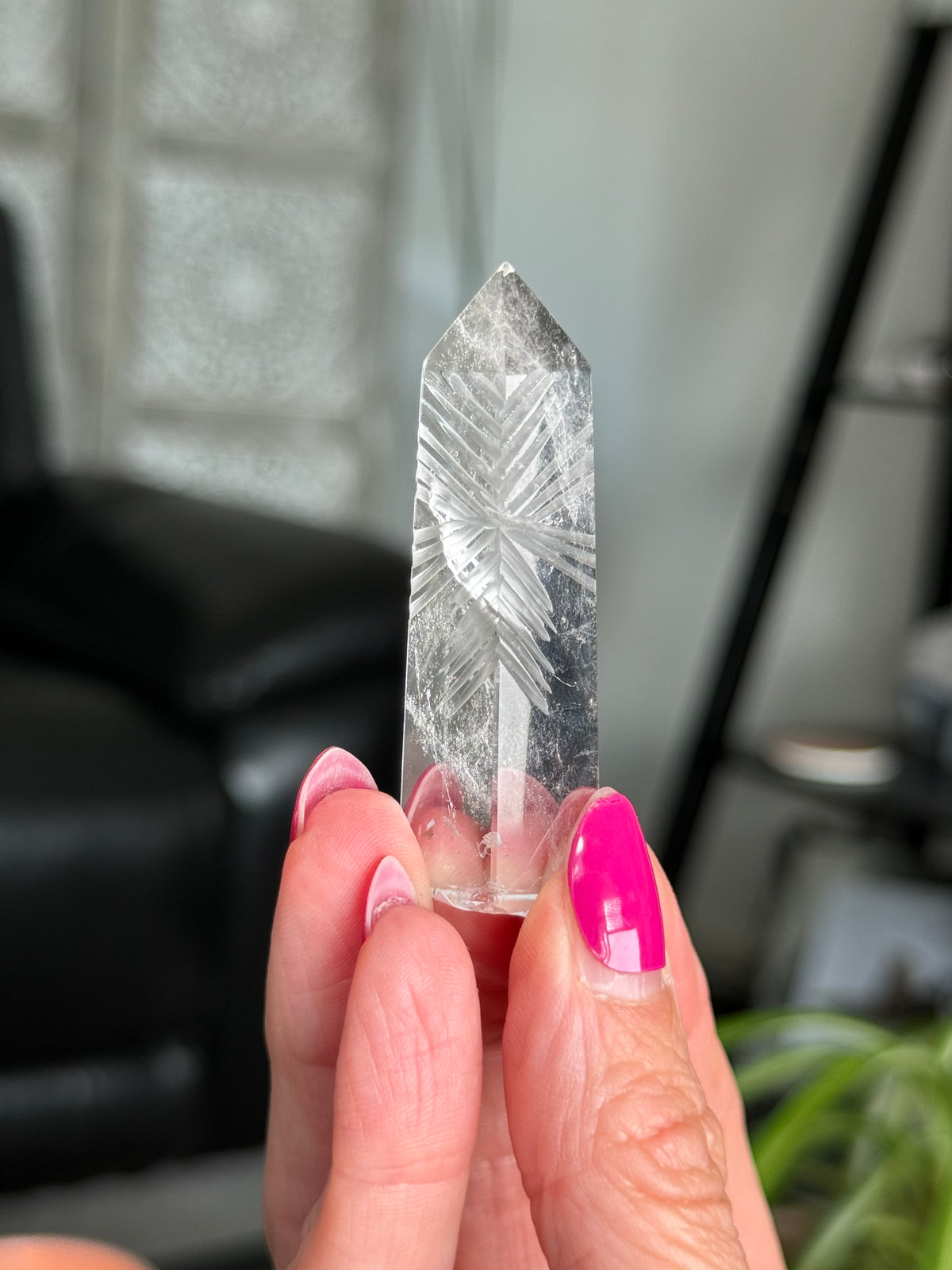 Clear Quartz Star Etched Tower