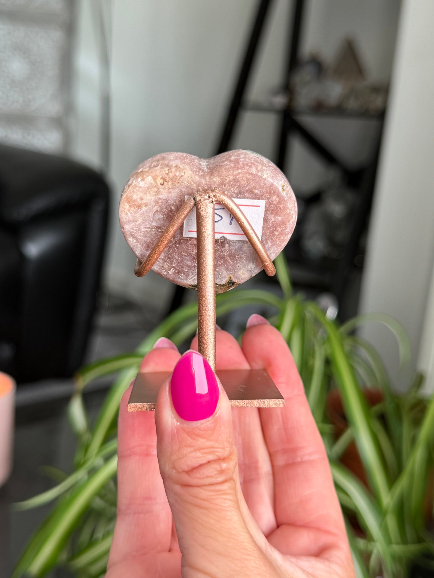 Pink Amethyst Heart On Stand