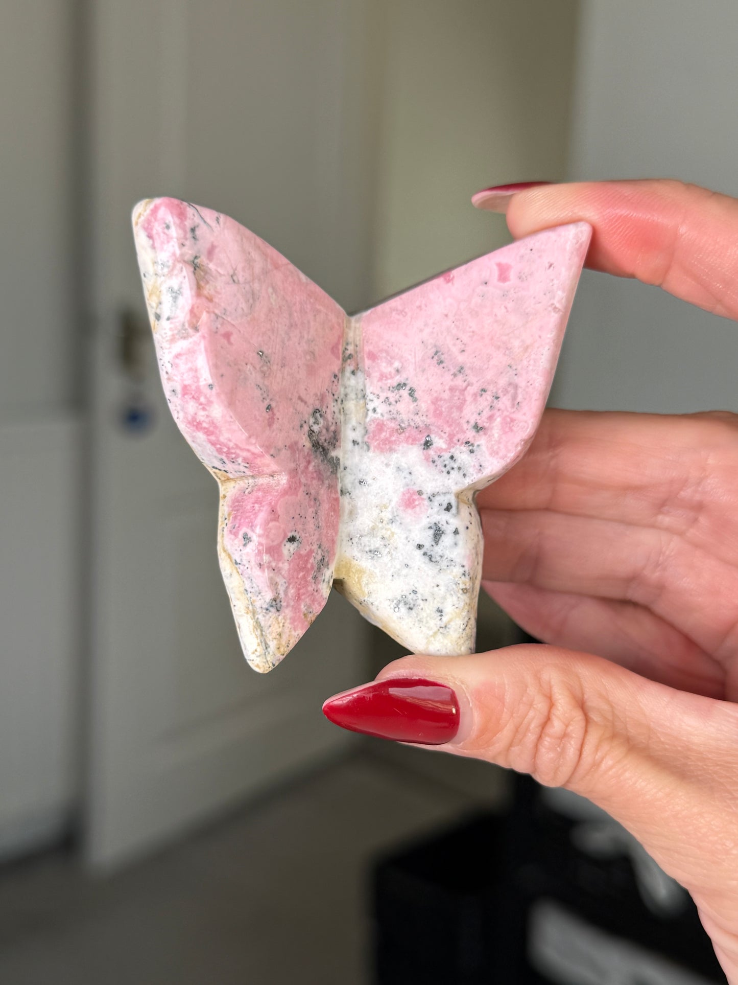 Peruvian Rhodonite Butterfly With Stand