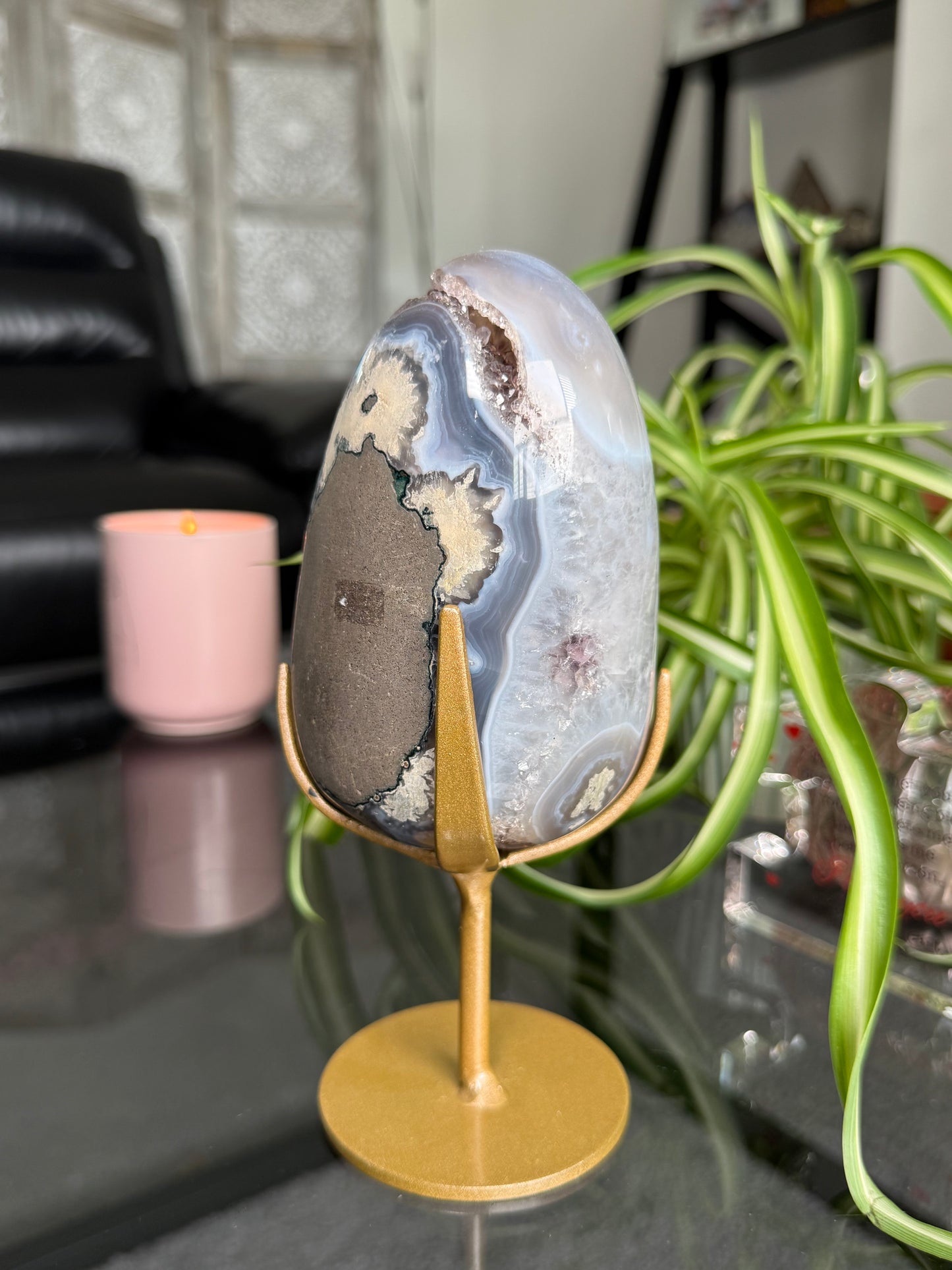 Amethyst Agate Egg On Stand