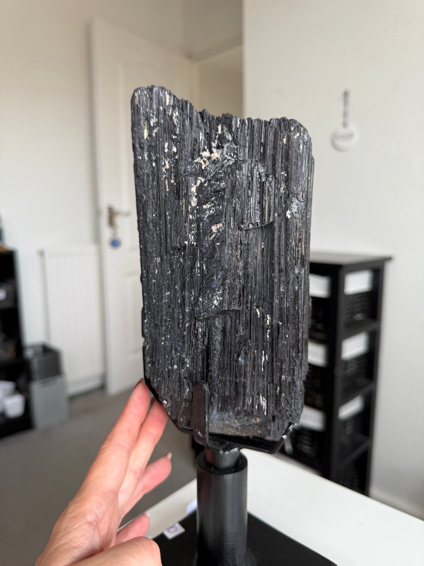 Black Tourmaline On Spinning Black Stand