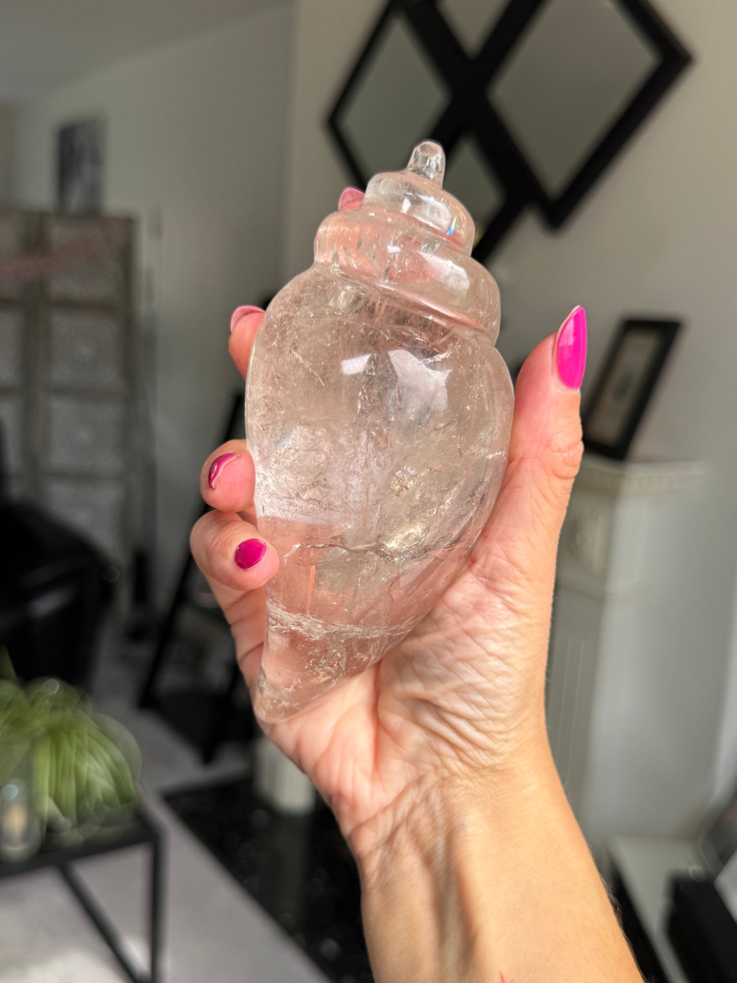 Master Carved Smokey Quartz Shell