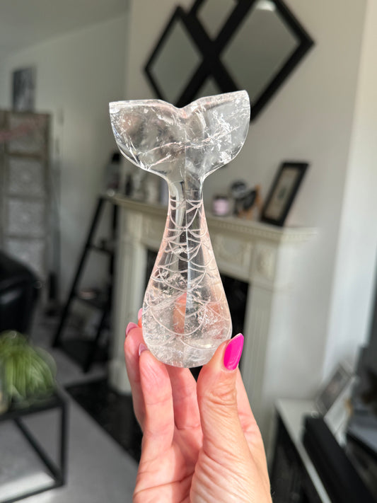 Master Carved Mermaid Tail - Clear Quartz