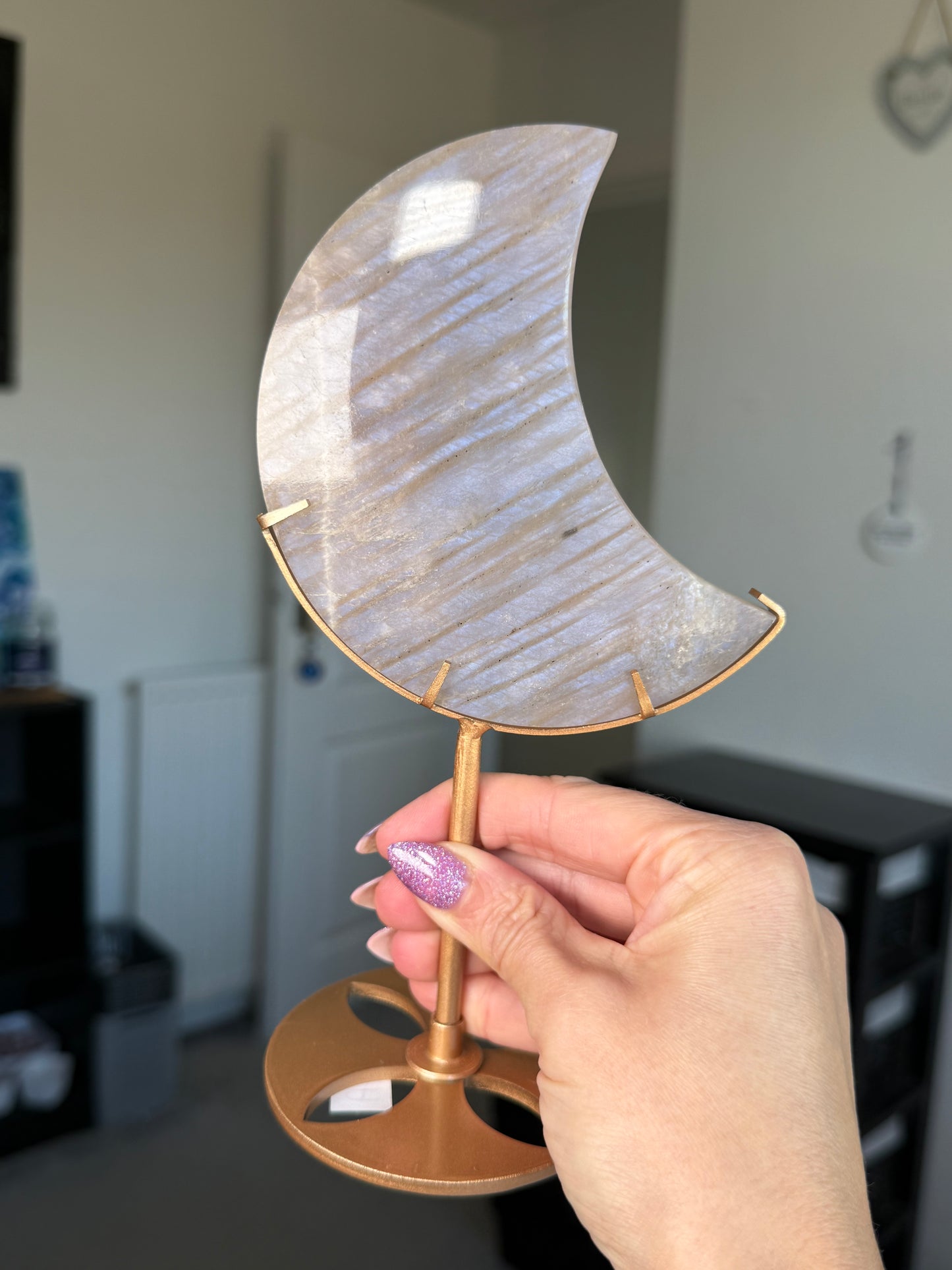 Moonstone Moon On Gold Stand