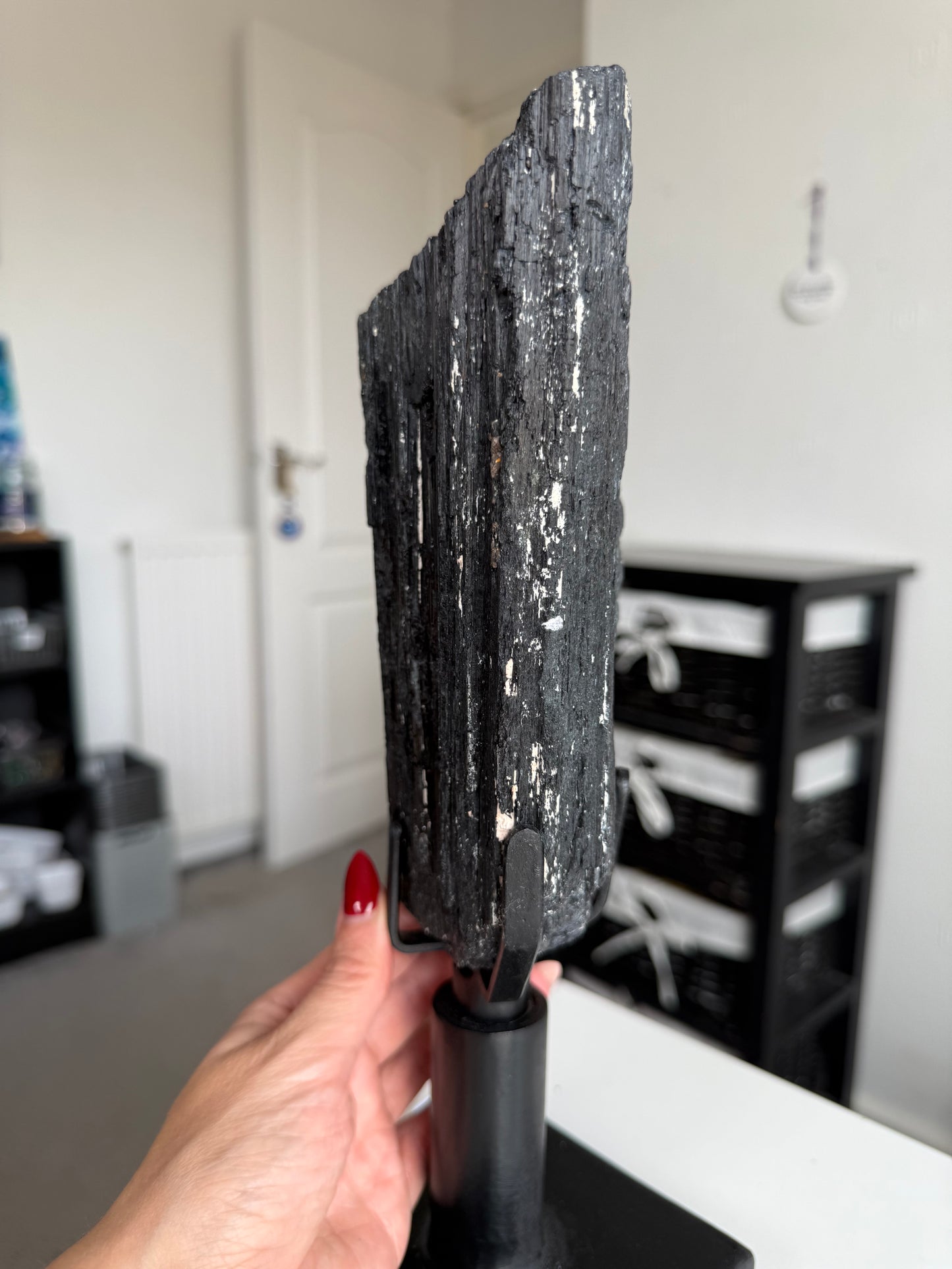 Black Tourmaline On Spinning Black Stand