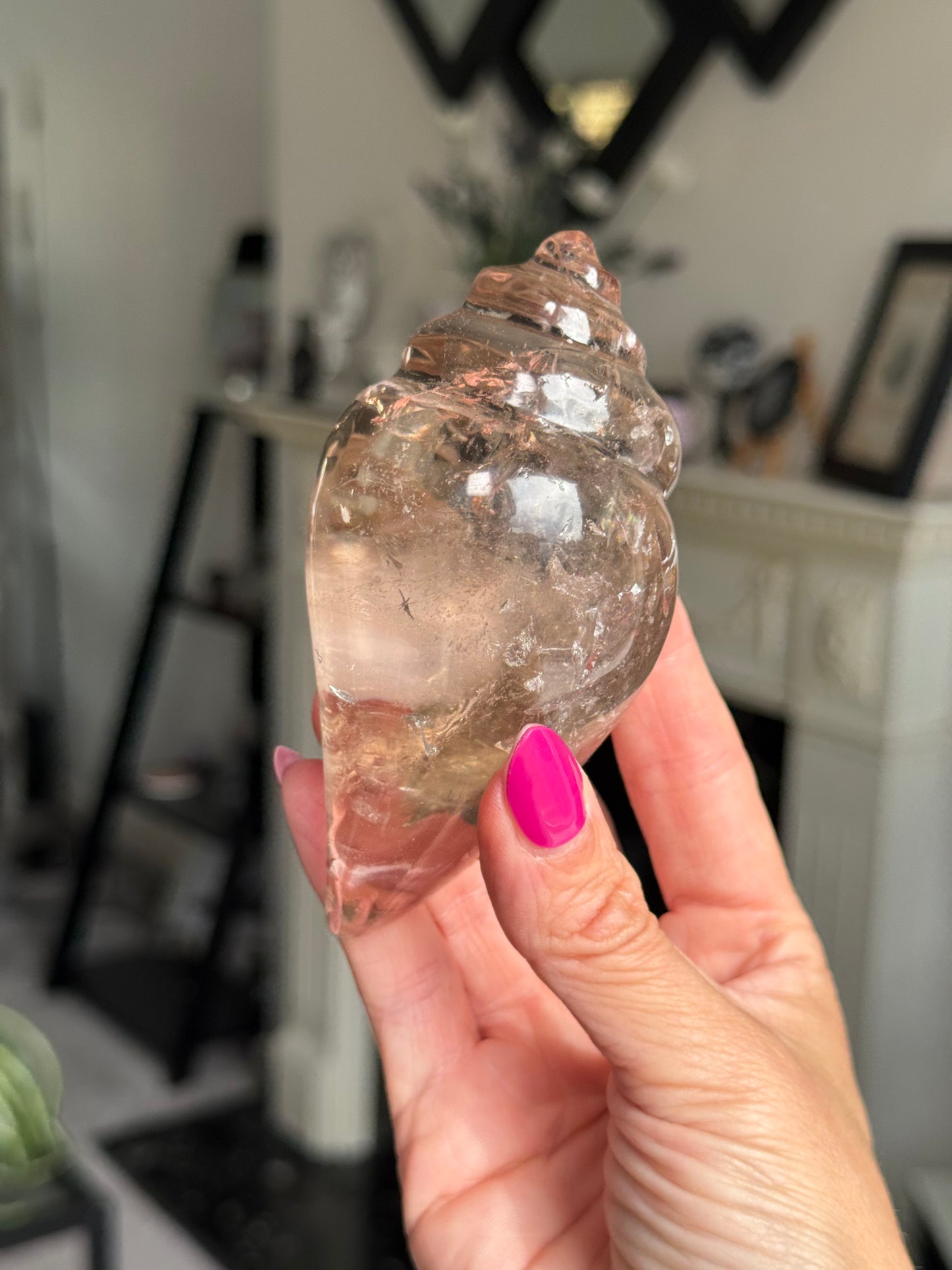 Master Carved Smokey Quartz Shell
