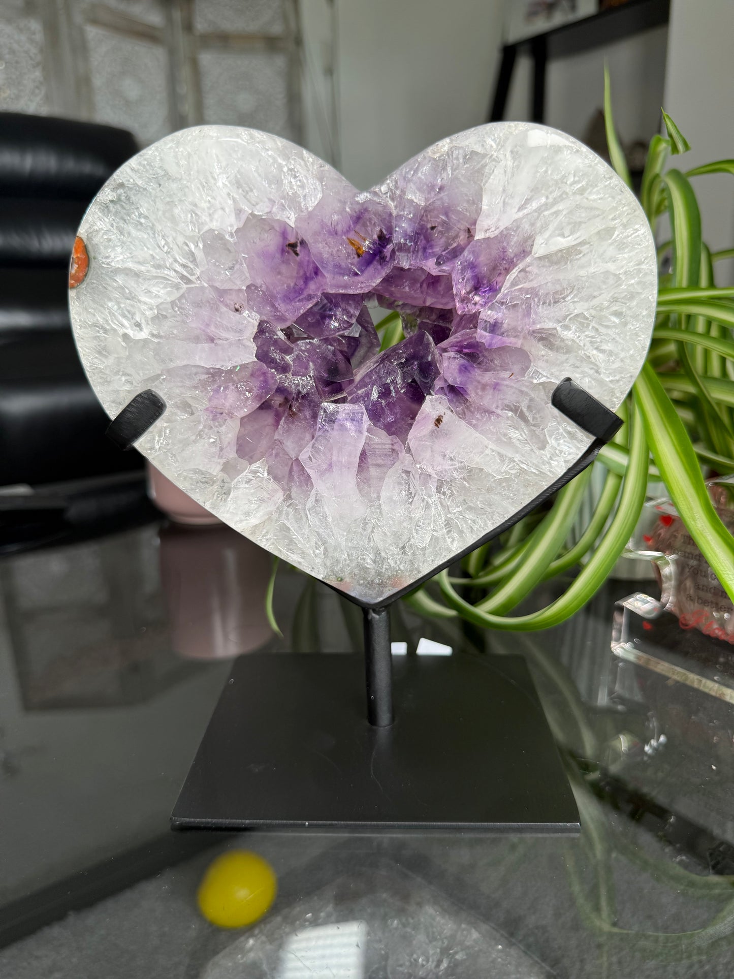 Amethyst Portal Heart On Black Stand