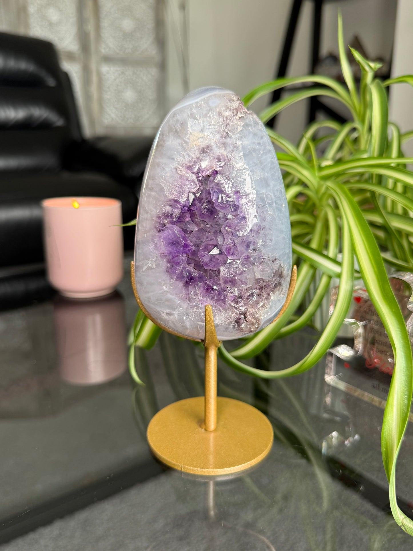 Amethyst Agate Egg On Stand