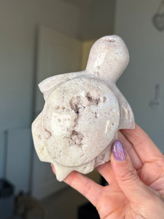 Pink Amethyst Turtle With Stand