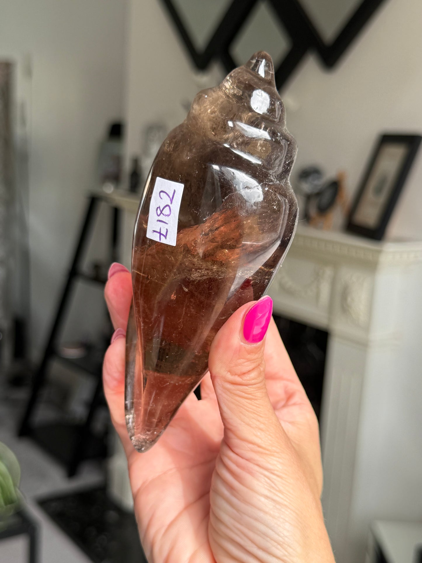 Master Carved Smokey Quartz Shell WITH RUTILE
