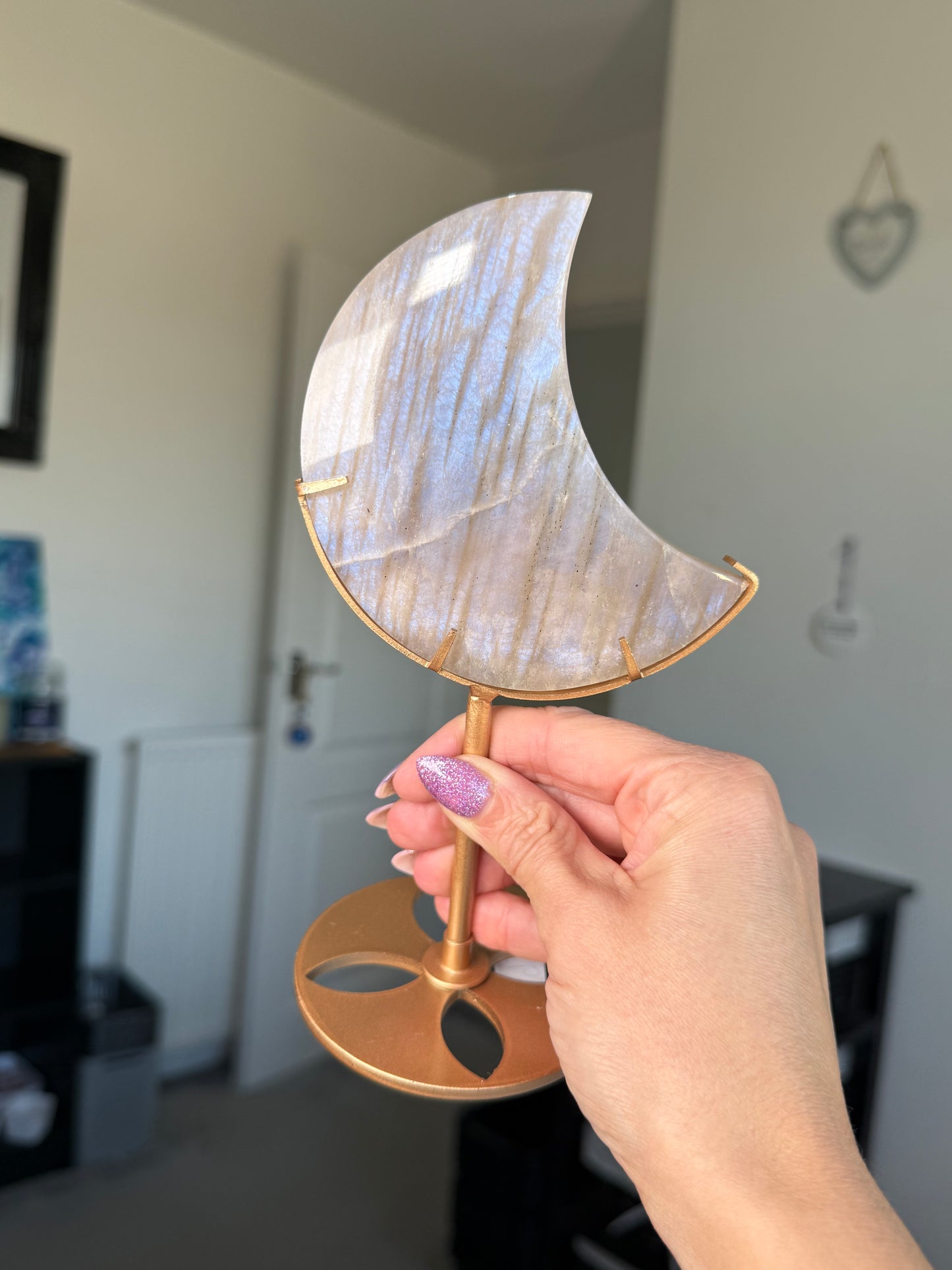 Moonstone Moon On Gold Stand