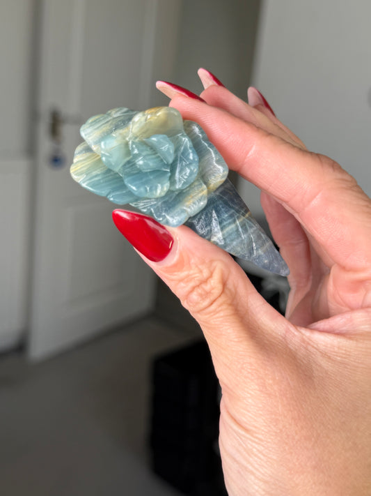 Blue Onyx Flower With Stand