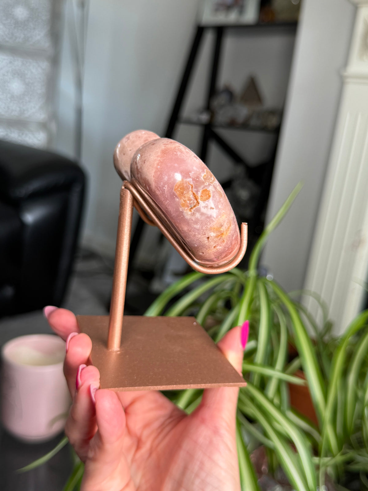 Pink Amethyst Heart On Stand