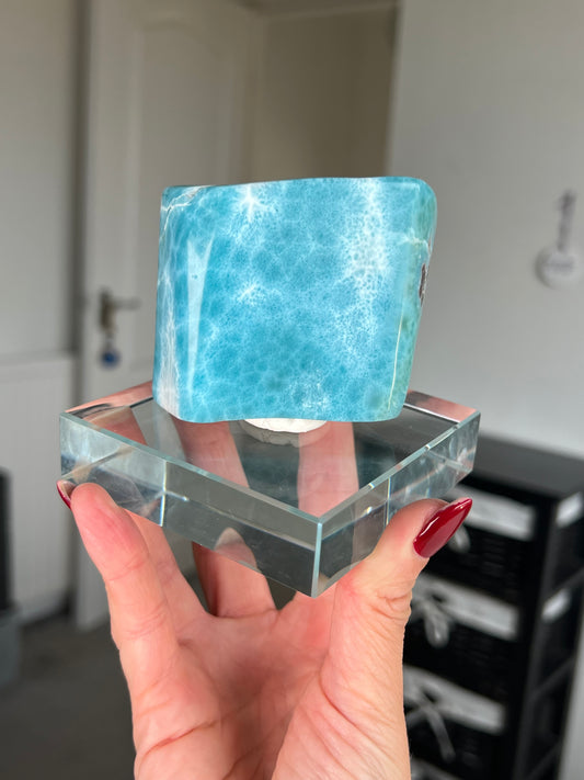 Larimar Core On Glass Stand