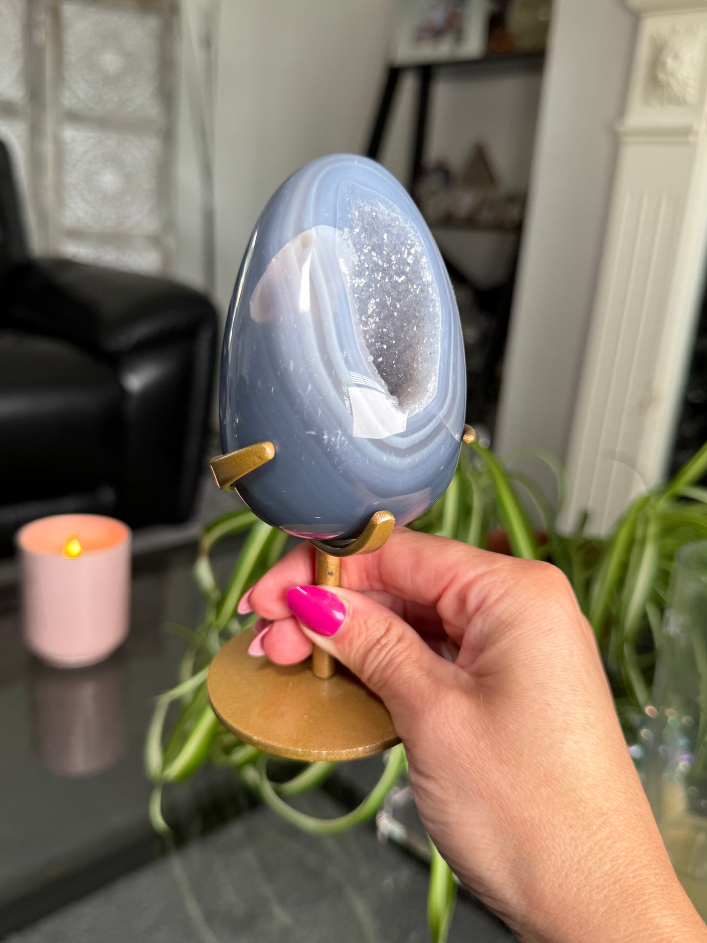 Agate Egg On Stand