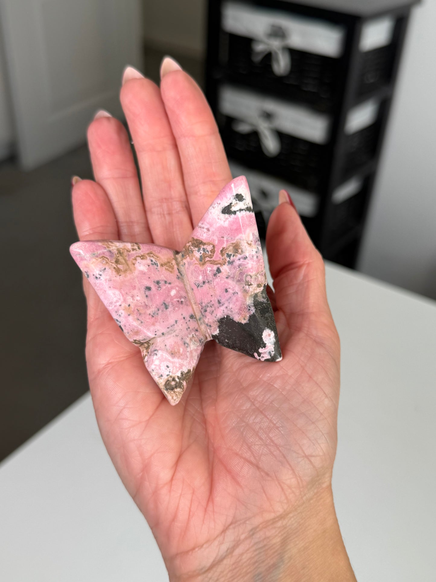 Peruvian Rhodonite Butterfly With Stand