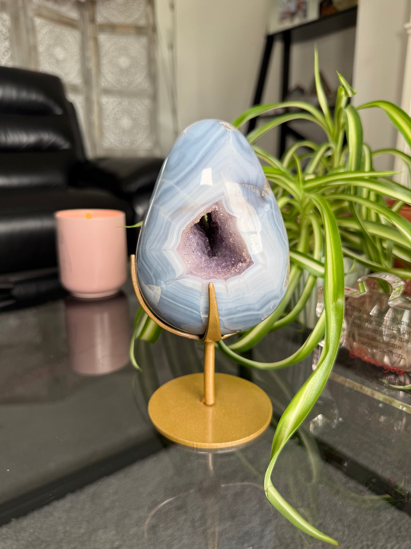 Amethyst Agate Egg On Stand