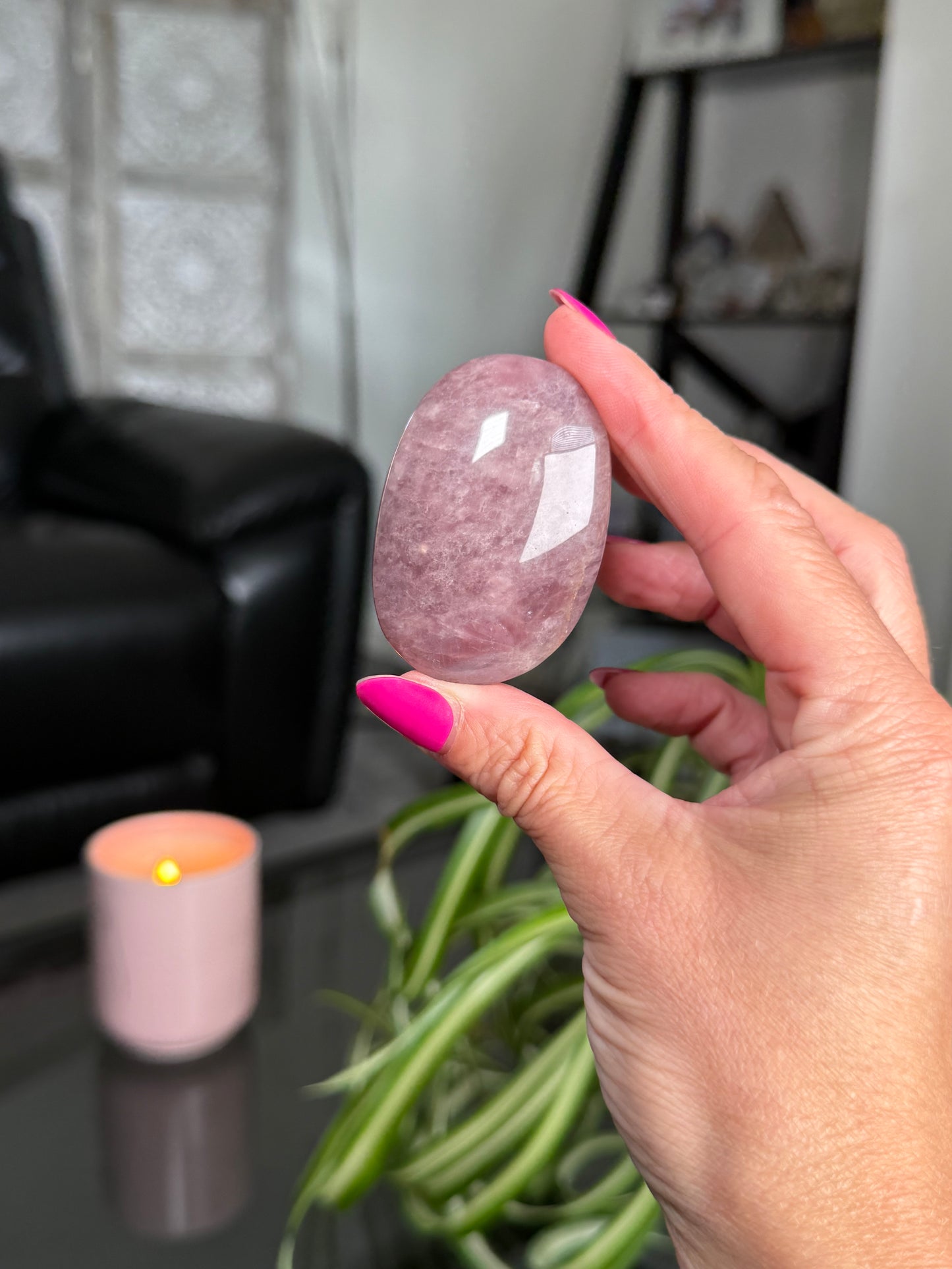 Lavender Rose Quartz Palm