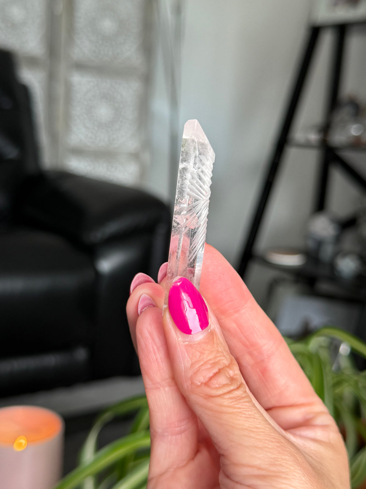 Clear Quartz Star Etched Tower