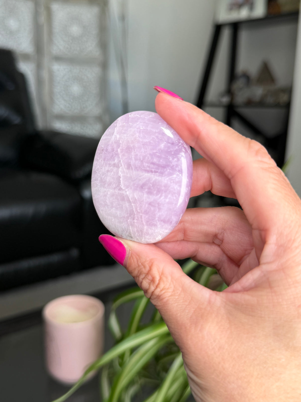 Kunzite Palm Stone