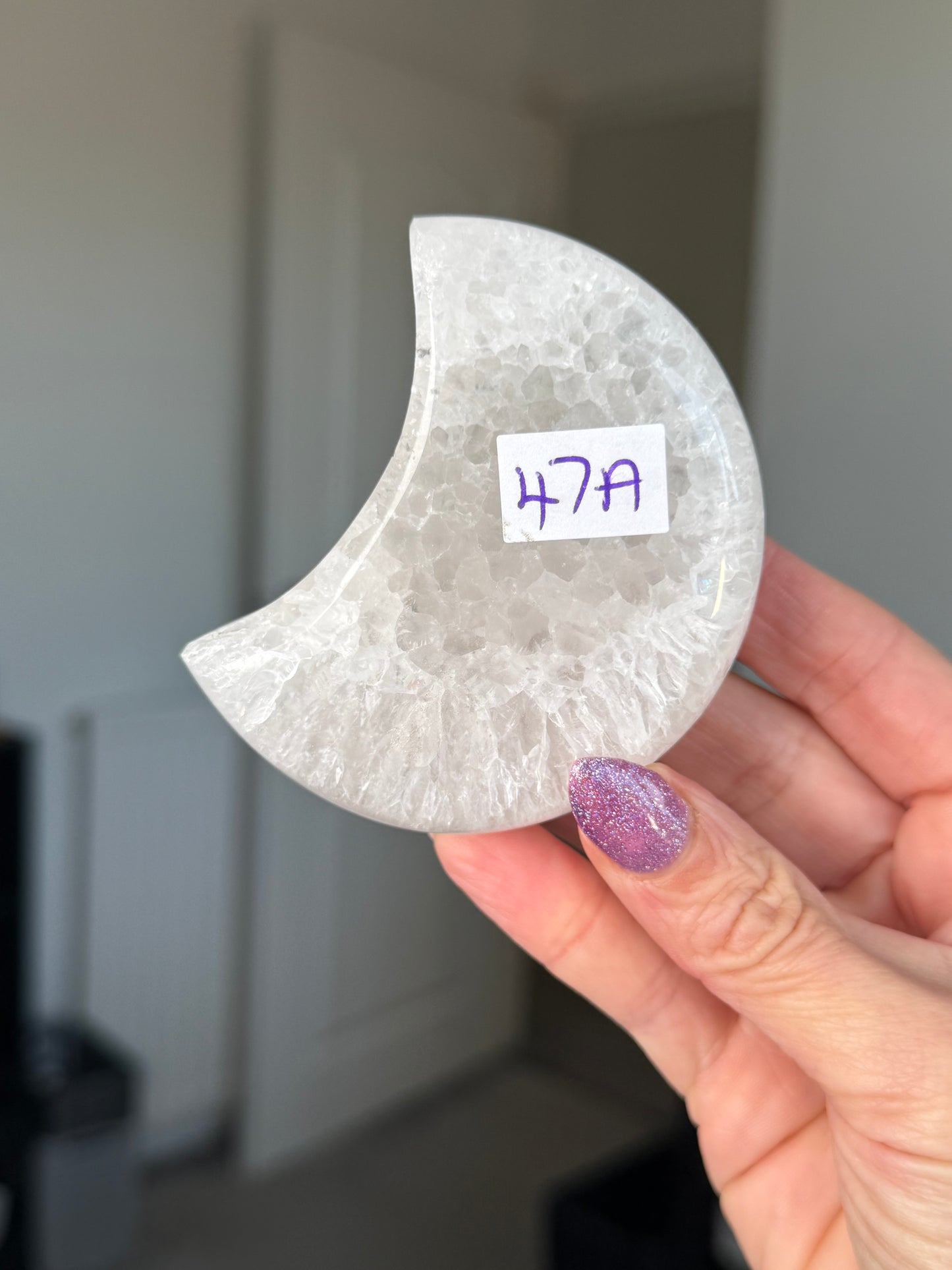 Agate Moon On Gold Stand