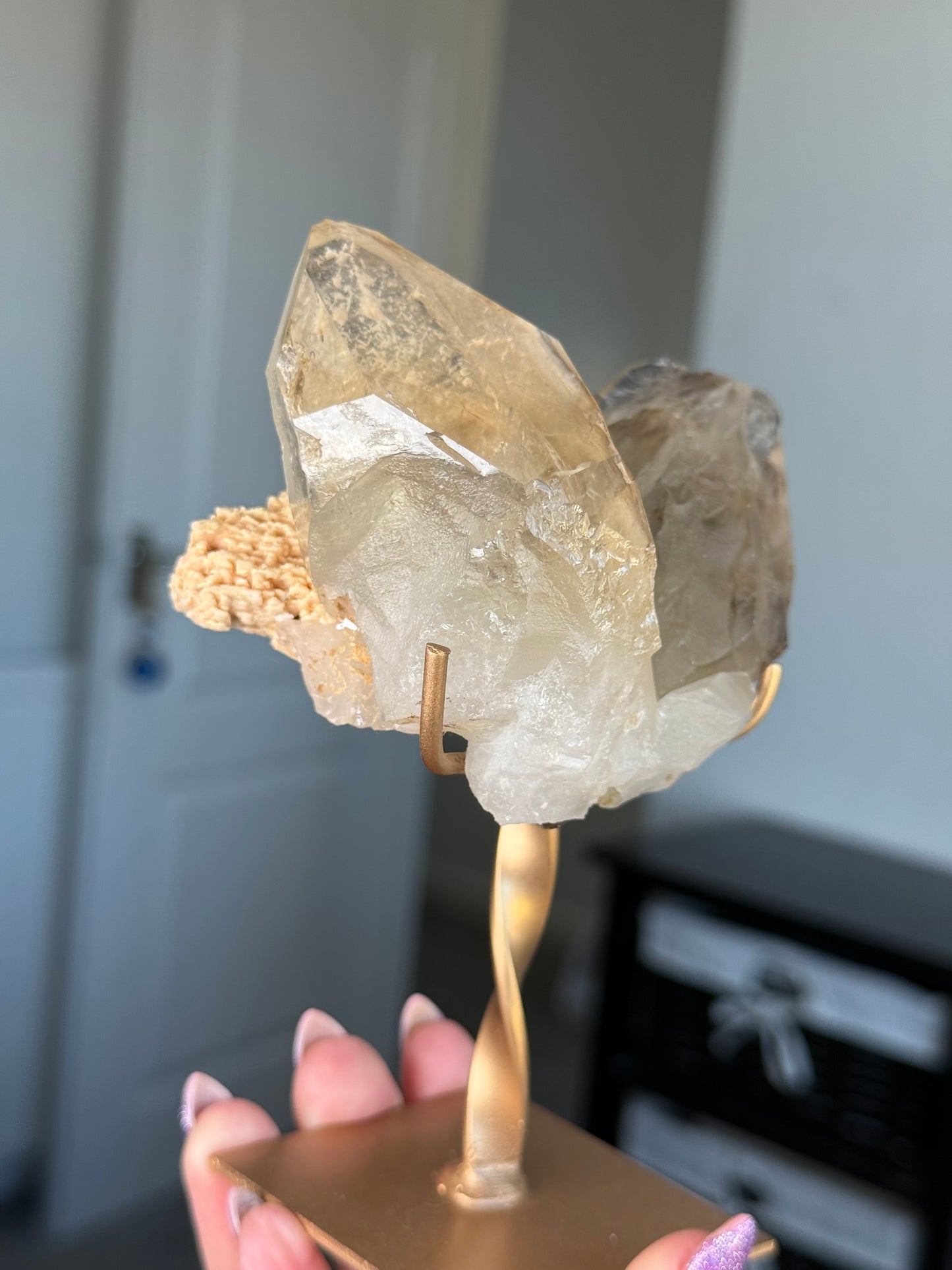 Natural Unpolished Citrine On Stand