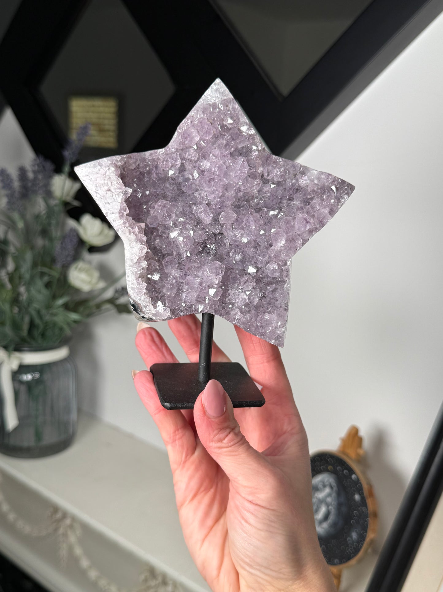 Amethyst Star On Black Stand