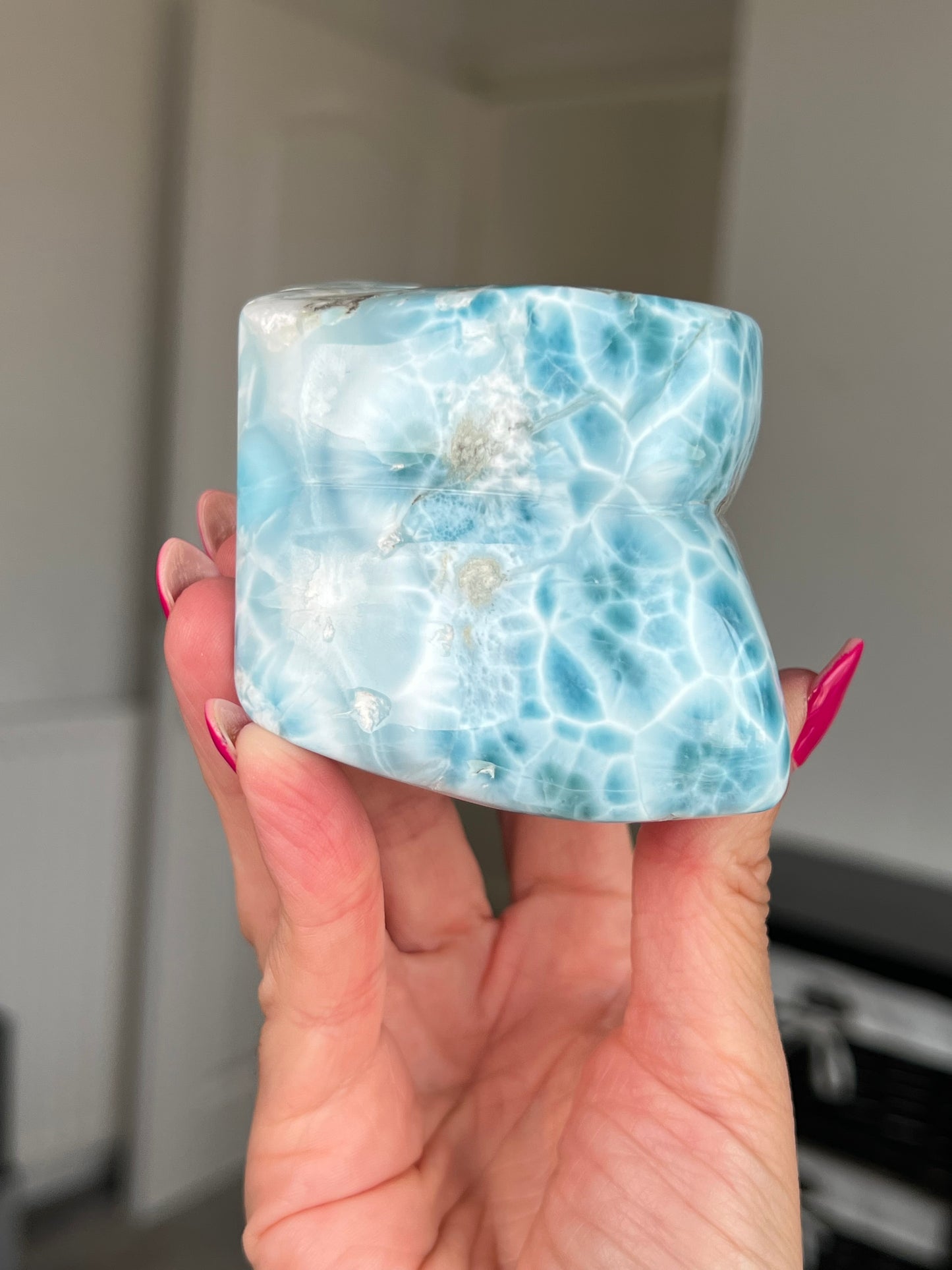Larimar Core On Glass Stand