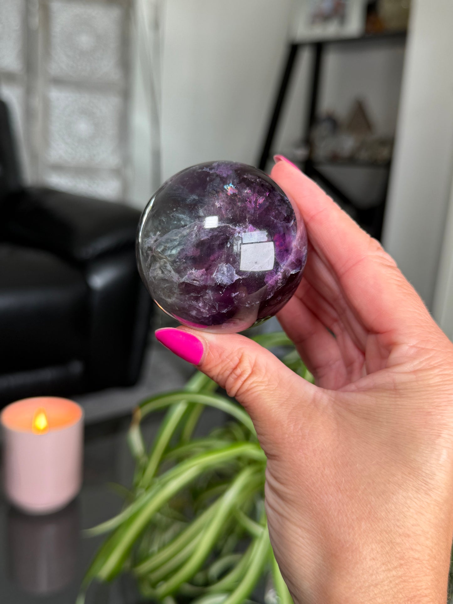 Purple & Green Fluorite Sphere