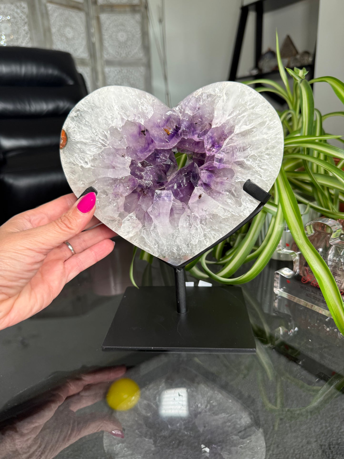 Amethyst Portal Heart On Black Stand