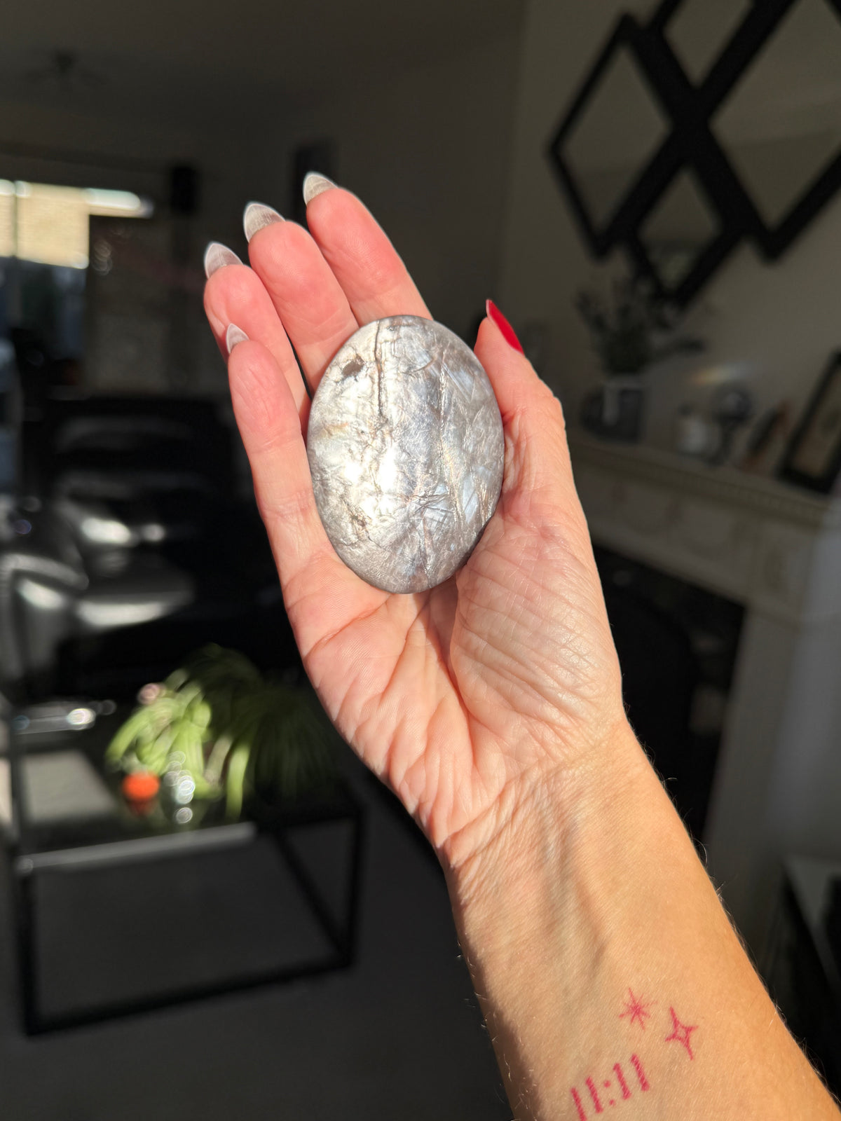 Gem Lepidolite Palm