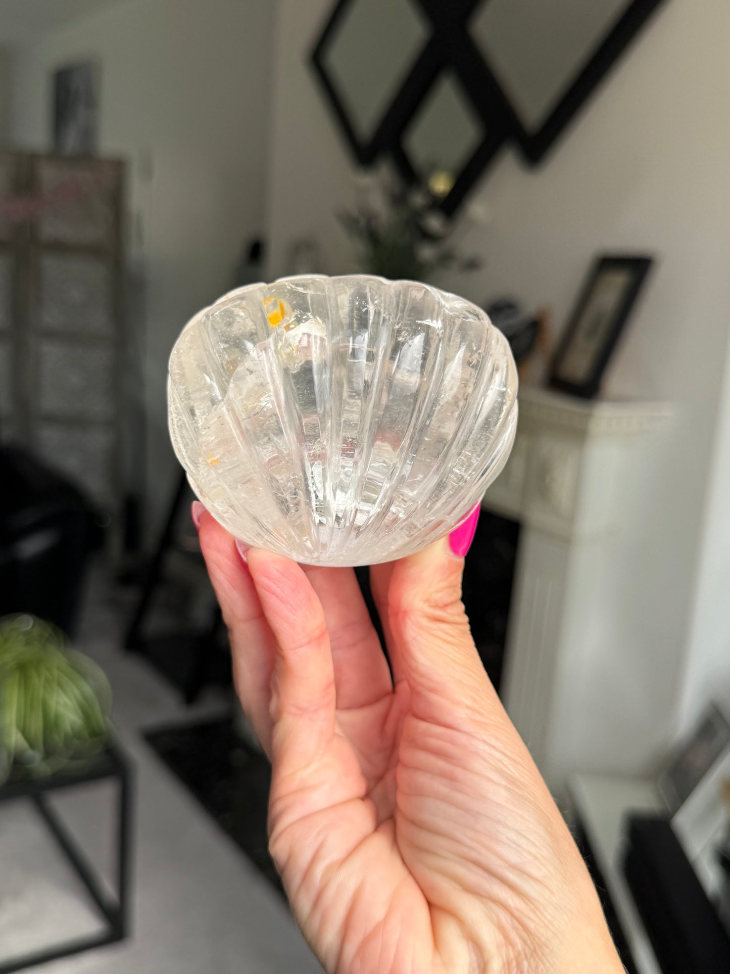 Master Carved Clear Quartz Shell