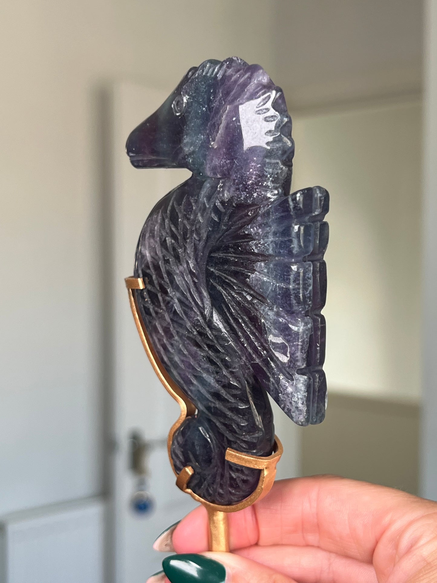 Fluorite Seahorse On Gold Stand