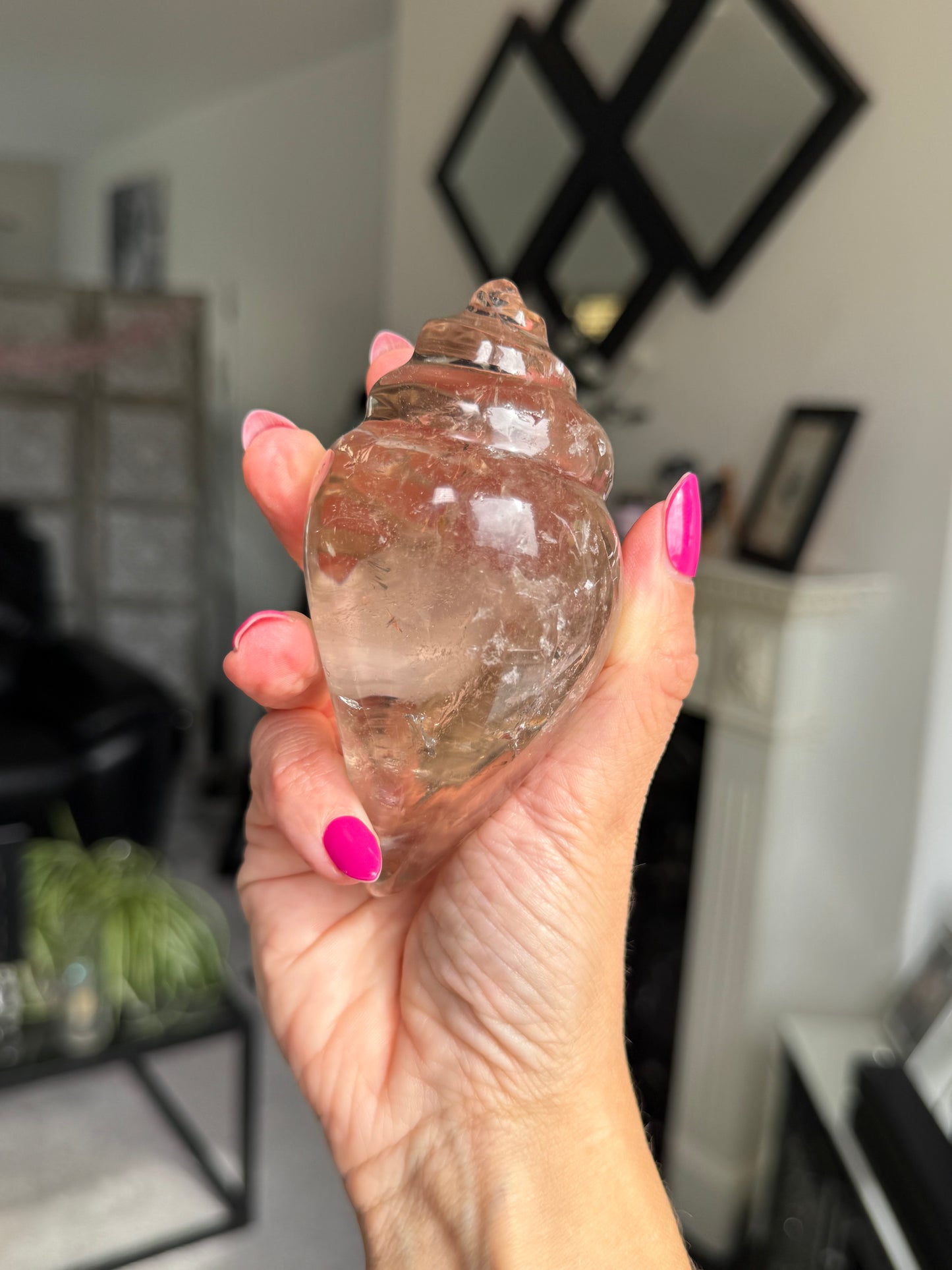 Master Carved Smokey Quartz Shell