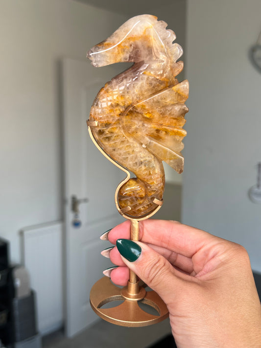 Golden Healer Seahorse On Gold Stand