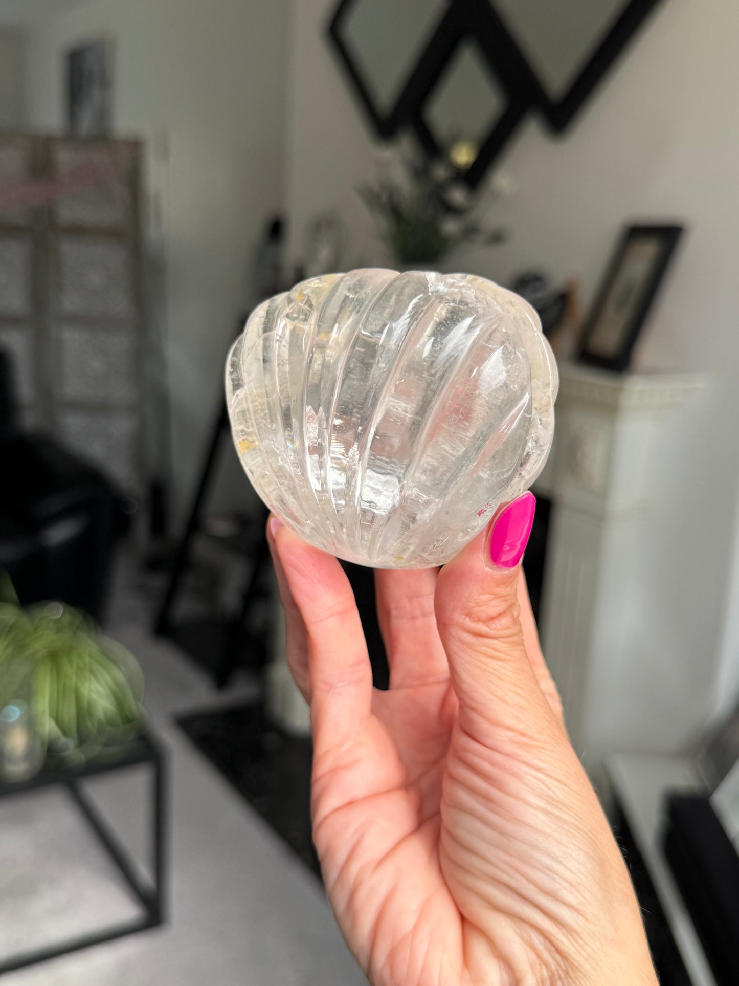 Master Carved Clear Quartz Shell