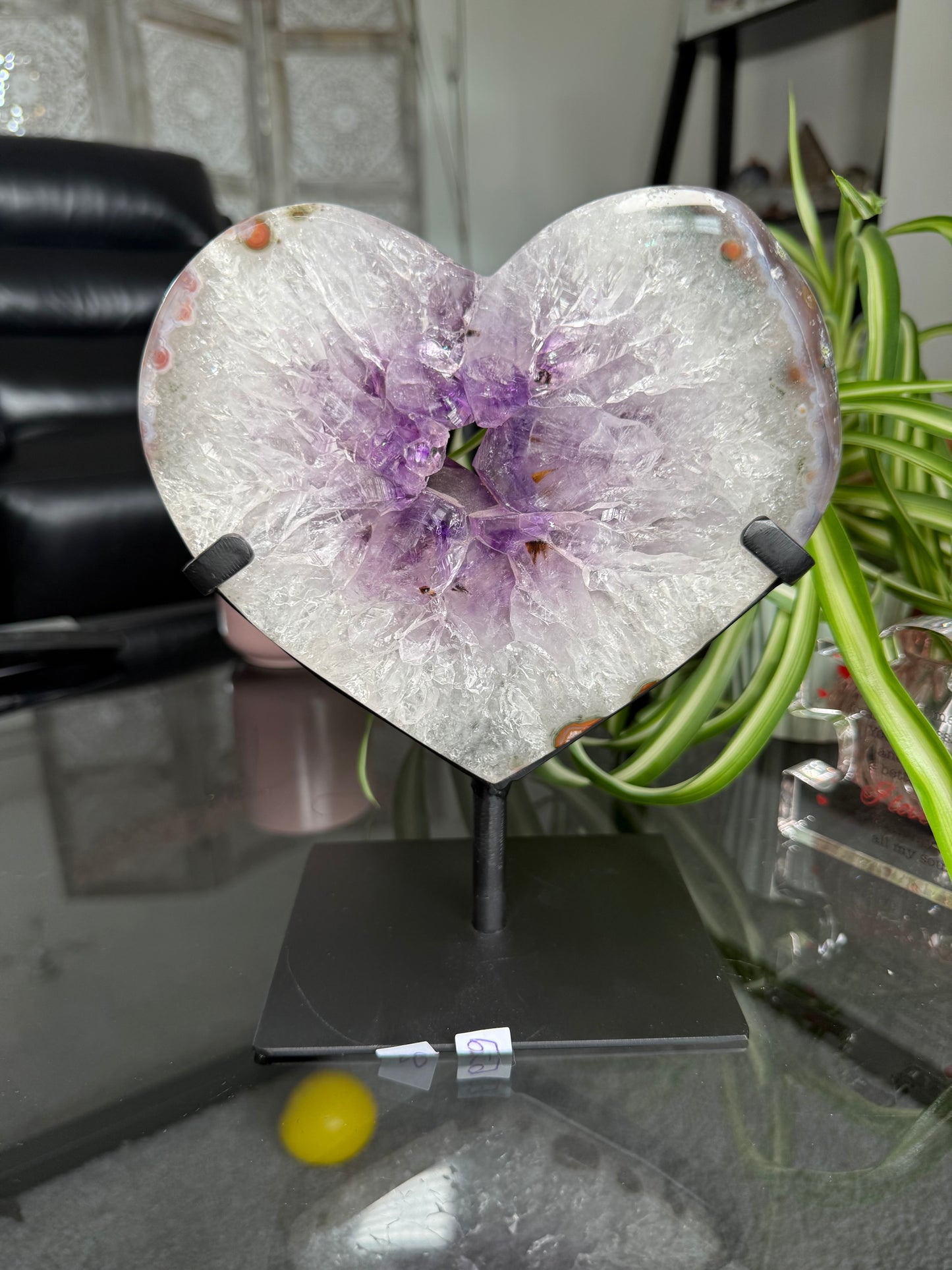 Amethyst Portal Heart On Black Stand