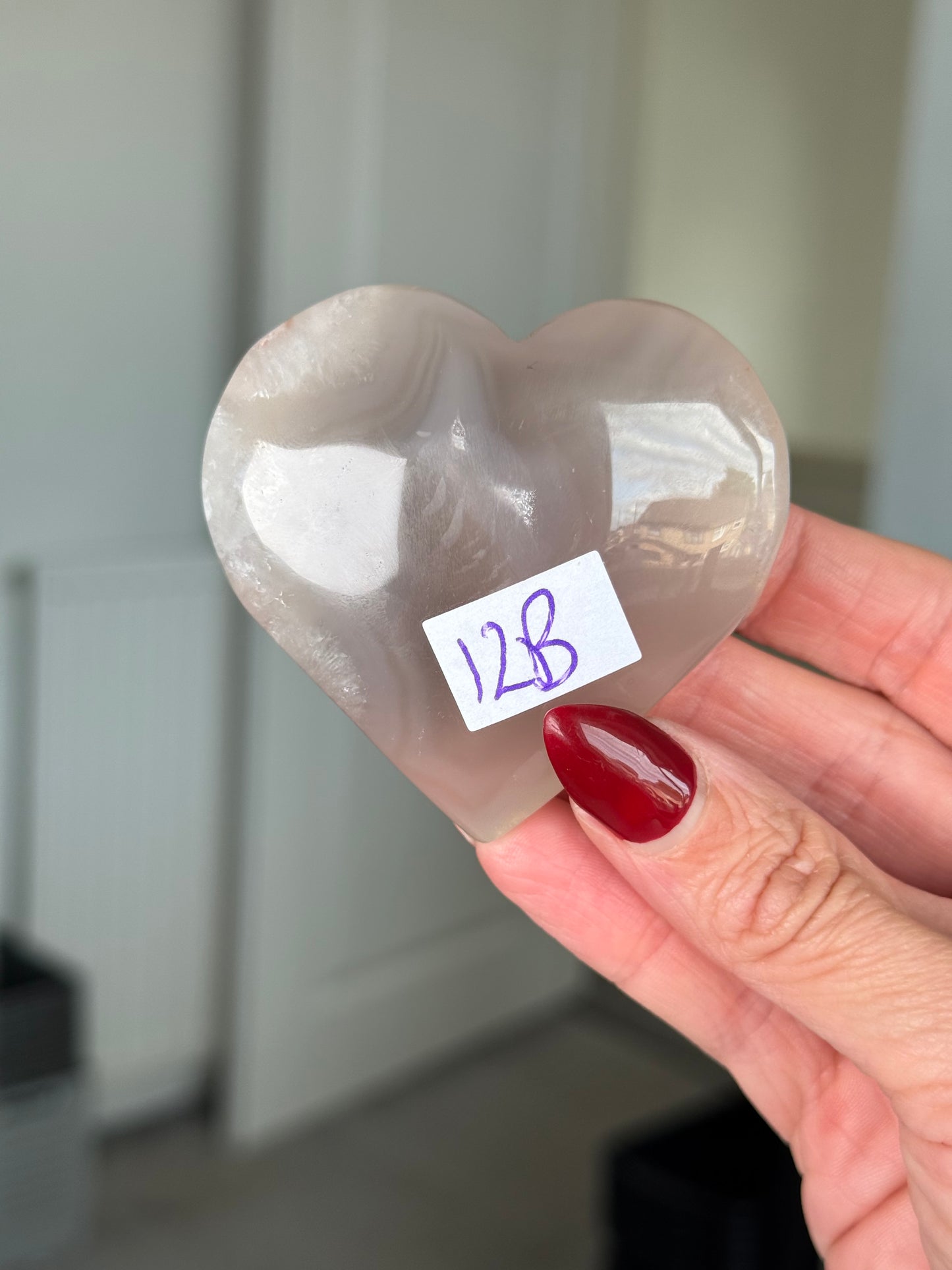 Flower Agate Heart With Stand