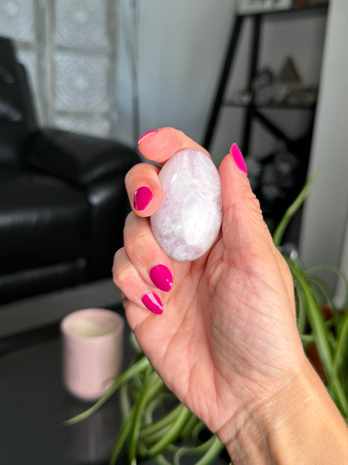 Kunzite Palm Stone