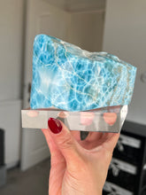 Load image into Gallery viewer, XXL Larimar Core On Glass Stand
