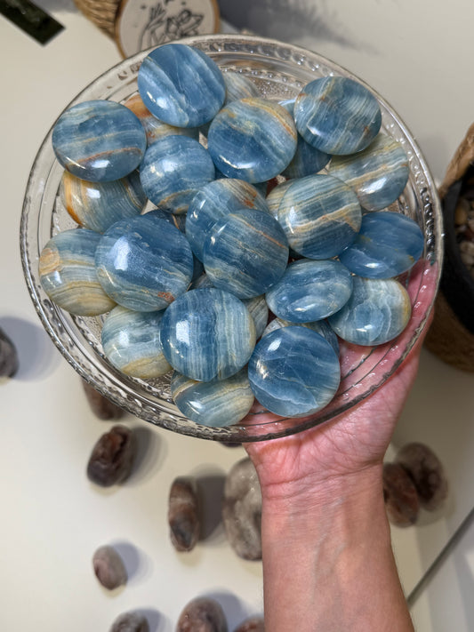 Blue Onyx Palm Stones