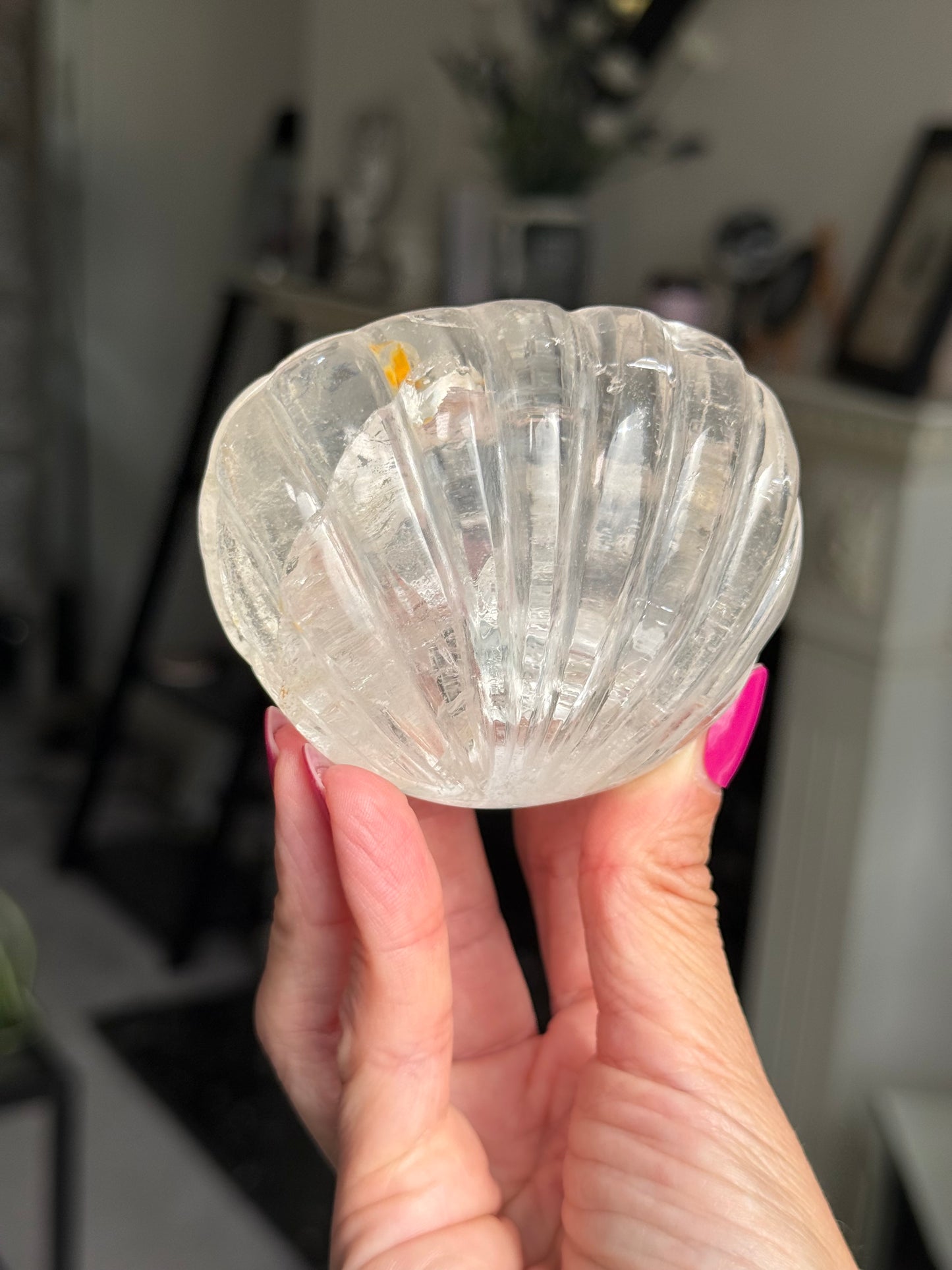 Master Carved Clear Quartz Shell