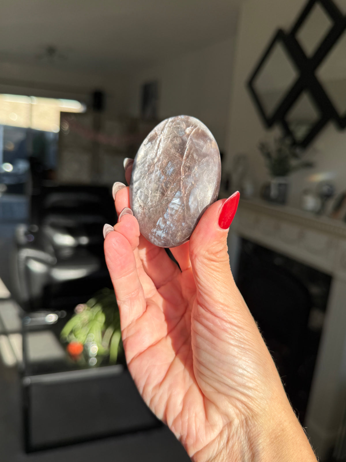 Gem Lepidolite Palm