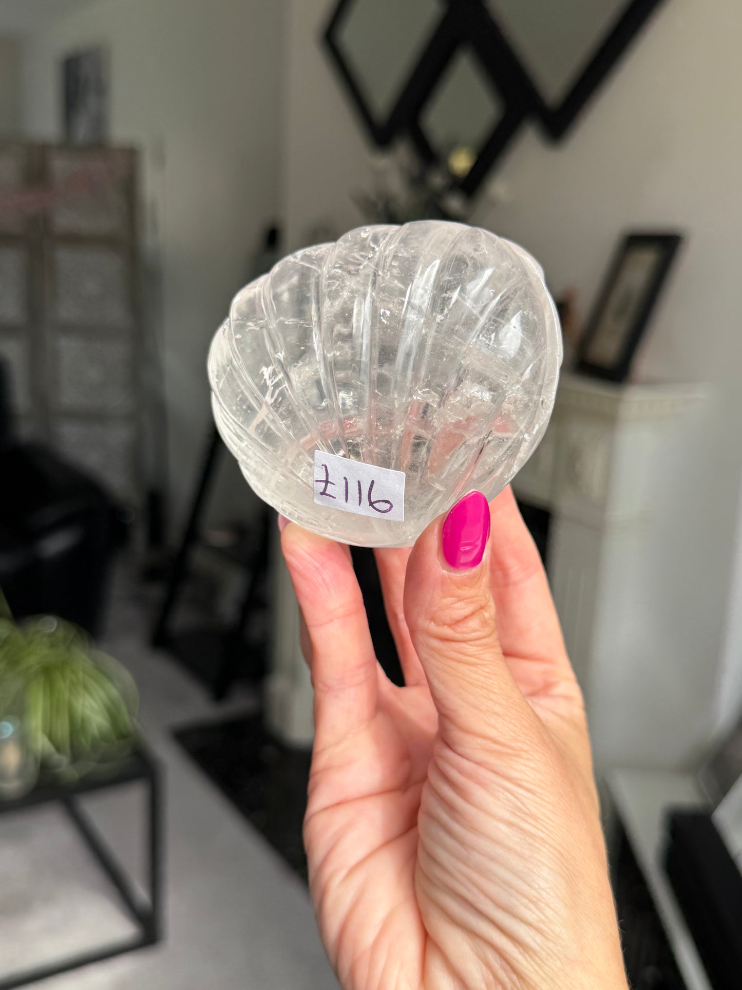 Master Carved Clear Quartz Shell