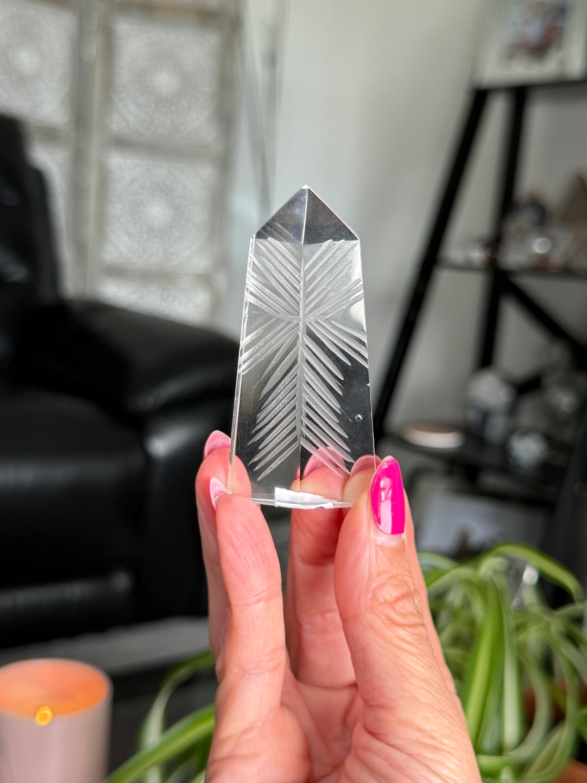 Clear Quartz Star Etched Tower