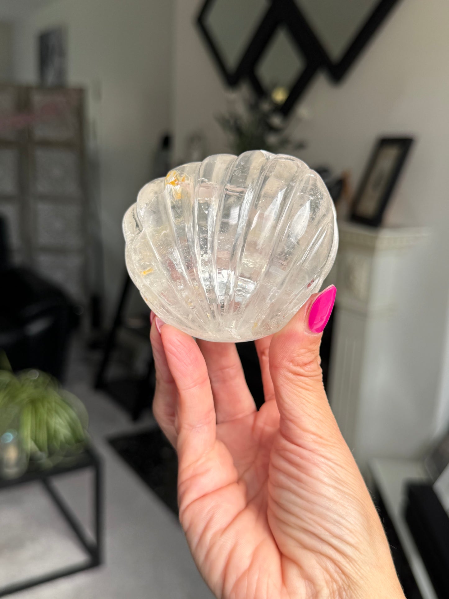 Master Carved Clear Quartz Shell