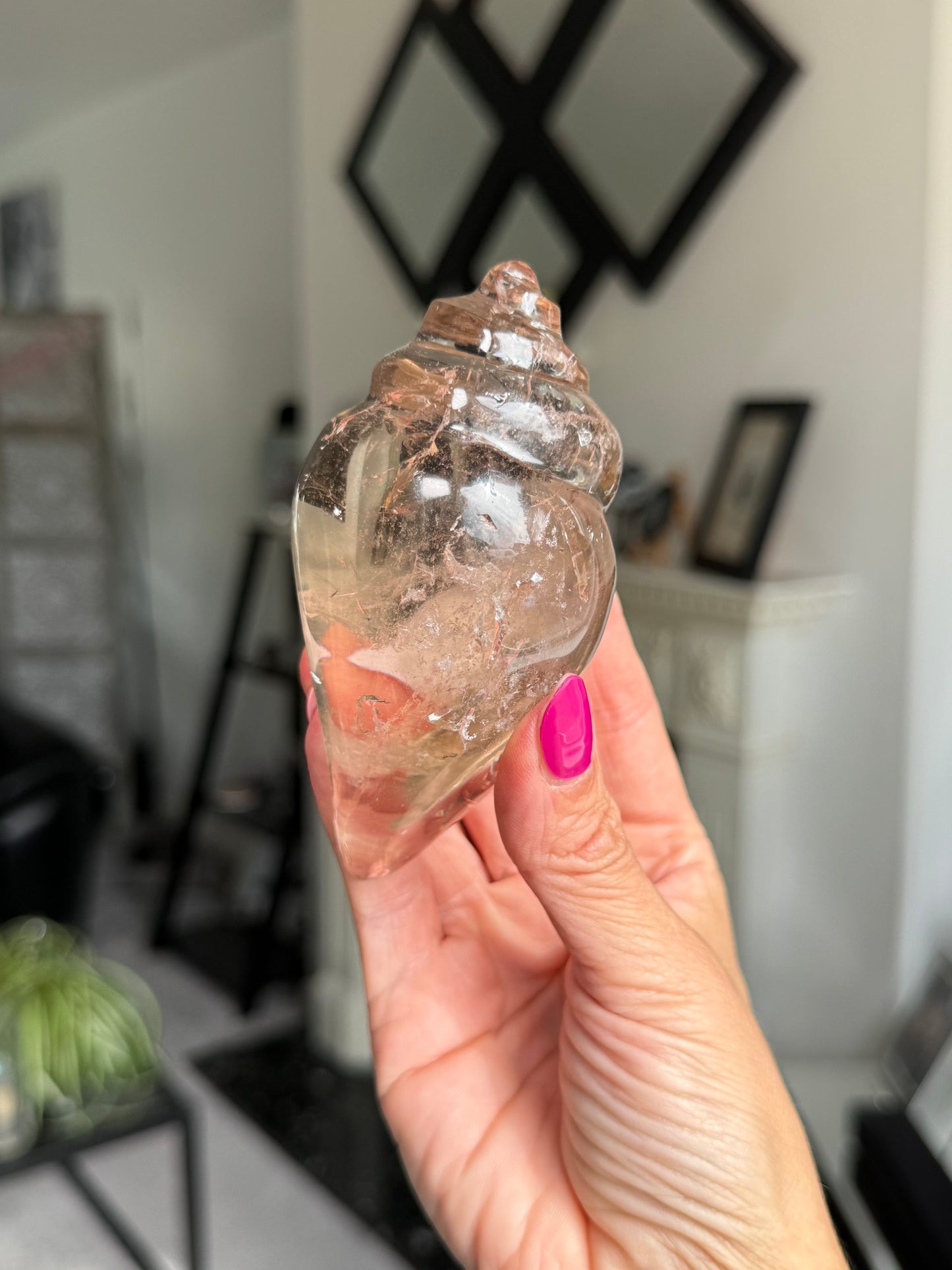 Master Carved Smokey Quartz Shell