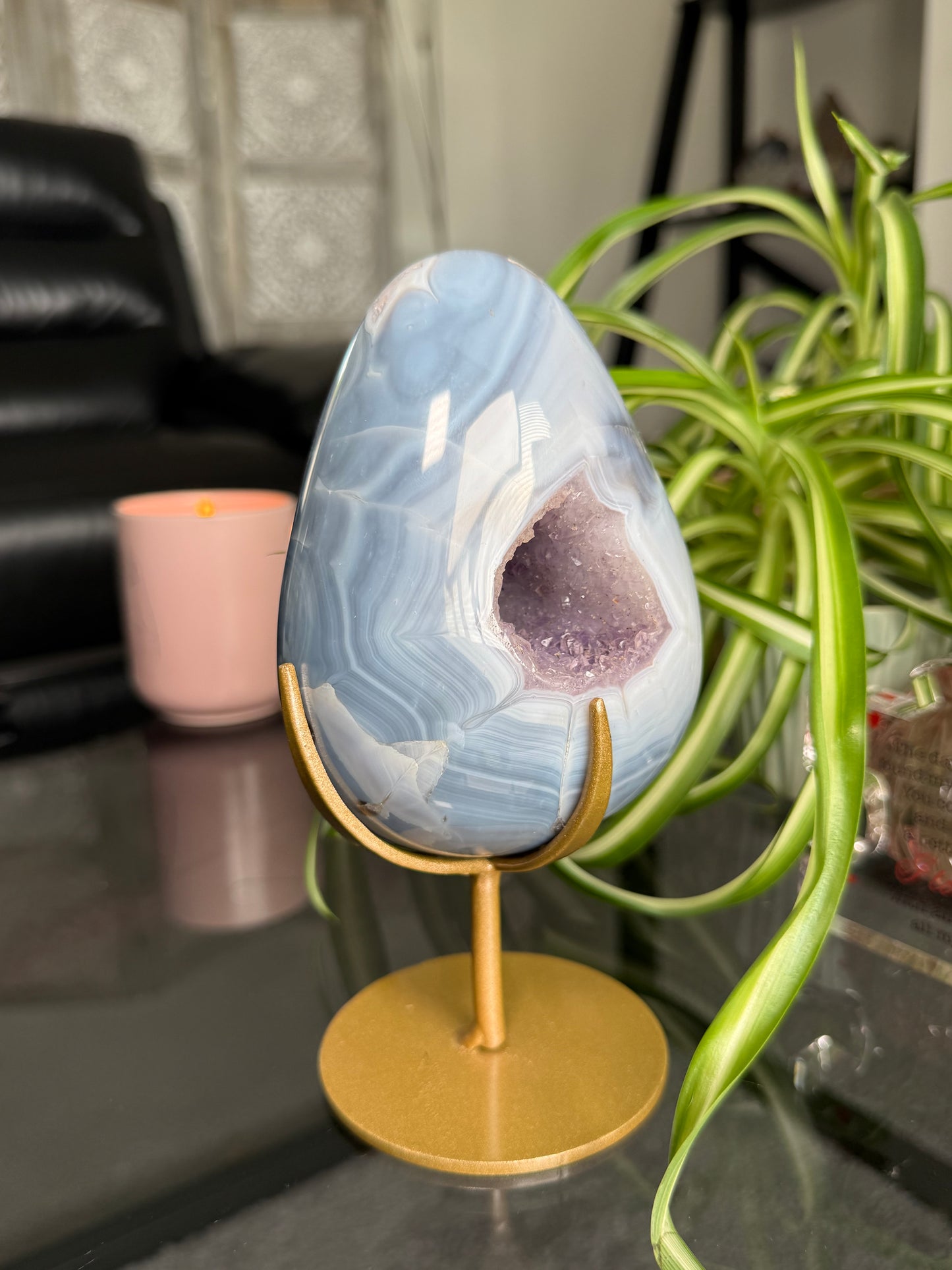 Amethyst Agate Egg On Stand