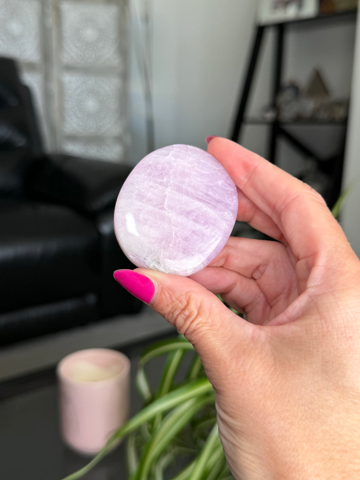 Kunzite Palm Stone